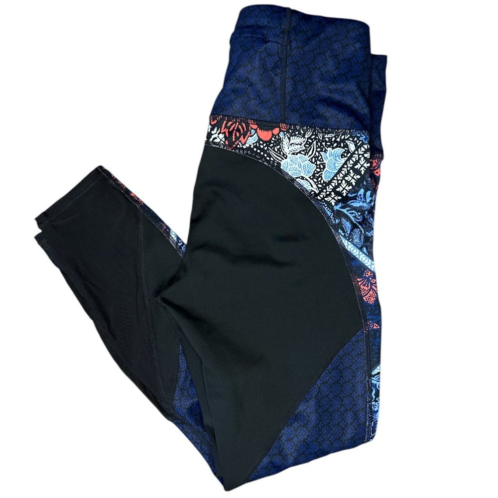 Athleta Lotus Precision‎ 7/8 Tight Leggings Black/Blue size Medium Women's